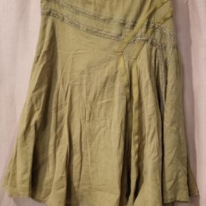 DKNY Olive Midi Skirt with Trim Detail